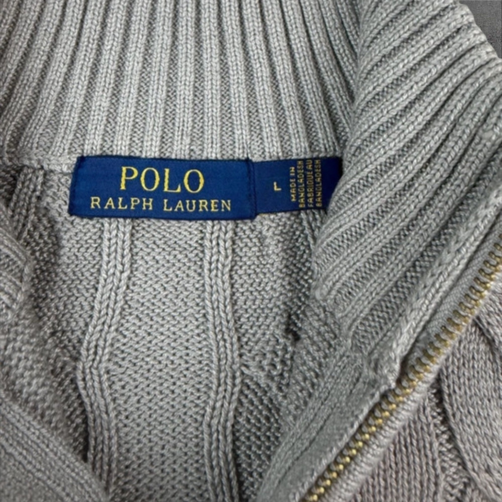 Polo Ralph Lauren grey cable knit 1/4 zip sweater