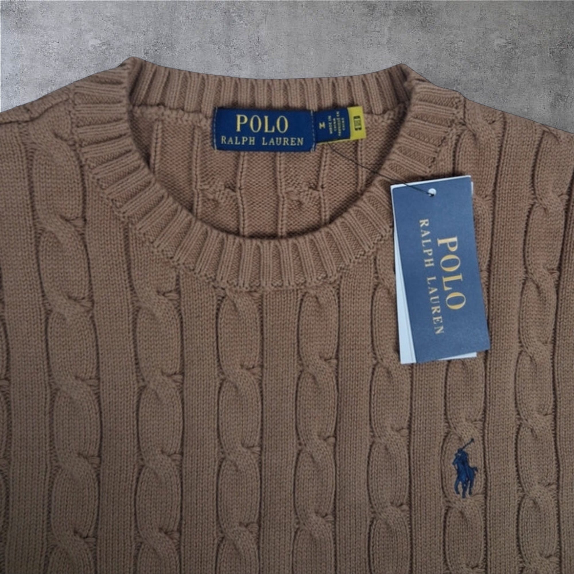 New Polo Ralph Lauren Brown cable knit sweater with tags