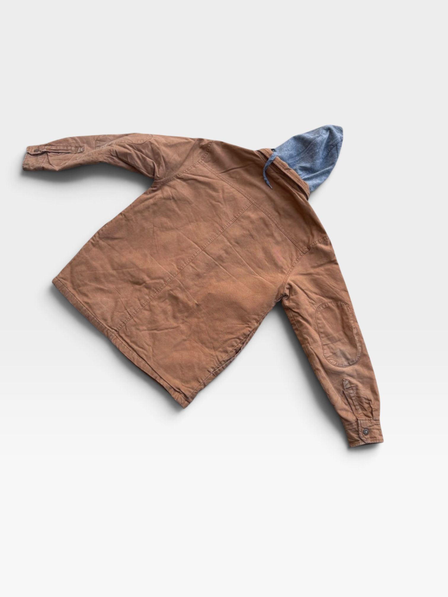 Dickies Heavyweight Duck Canvas Hooded Shirt Jacket in Brown, Snap Front, M