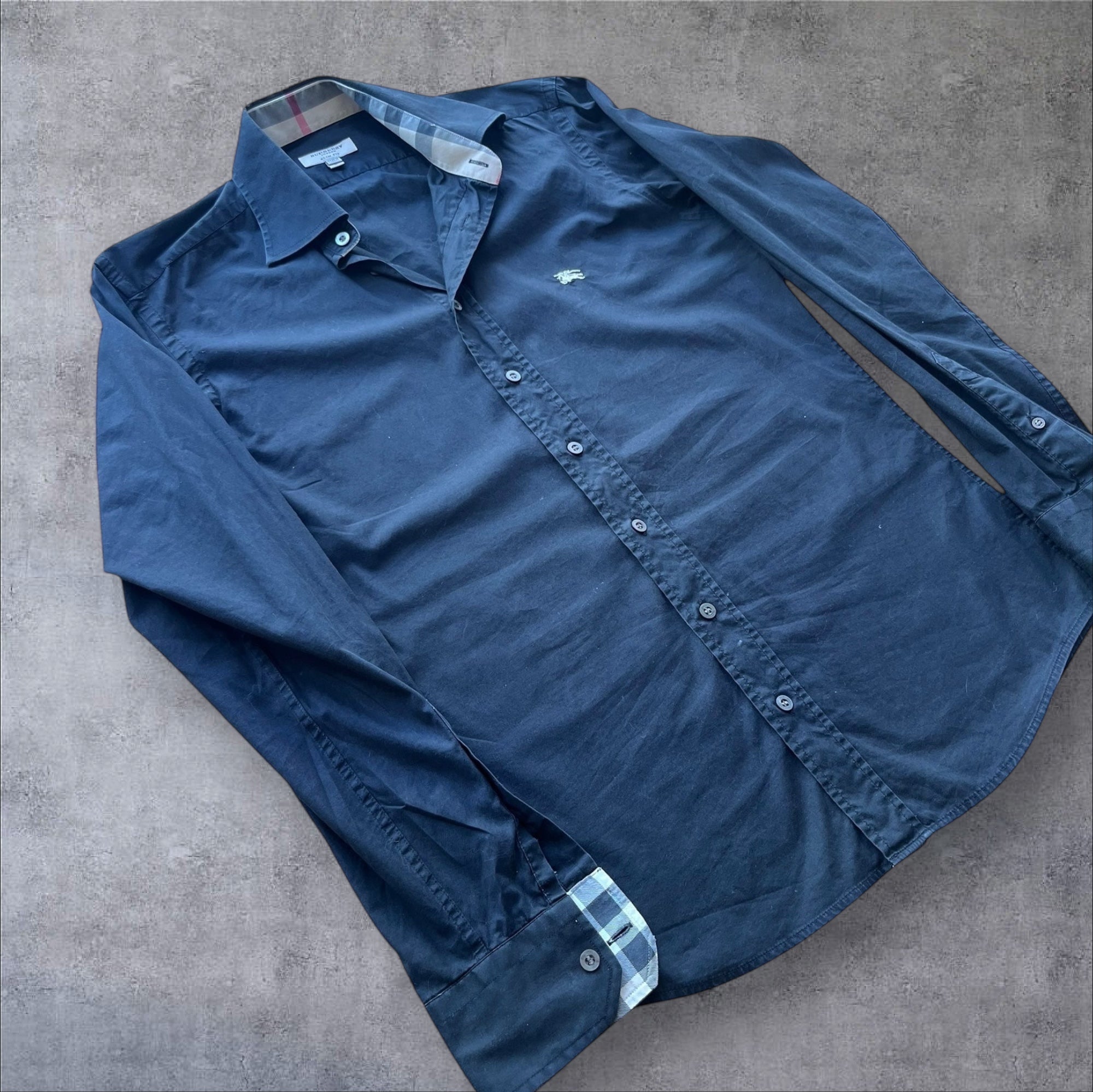 Burberry black long sleeve polo shirt