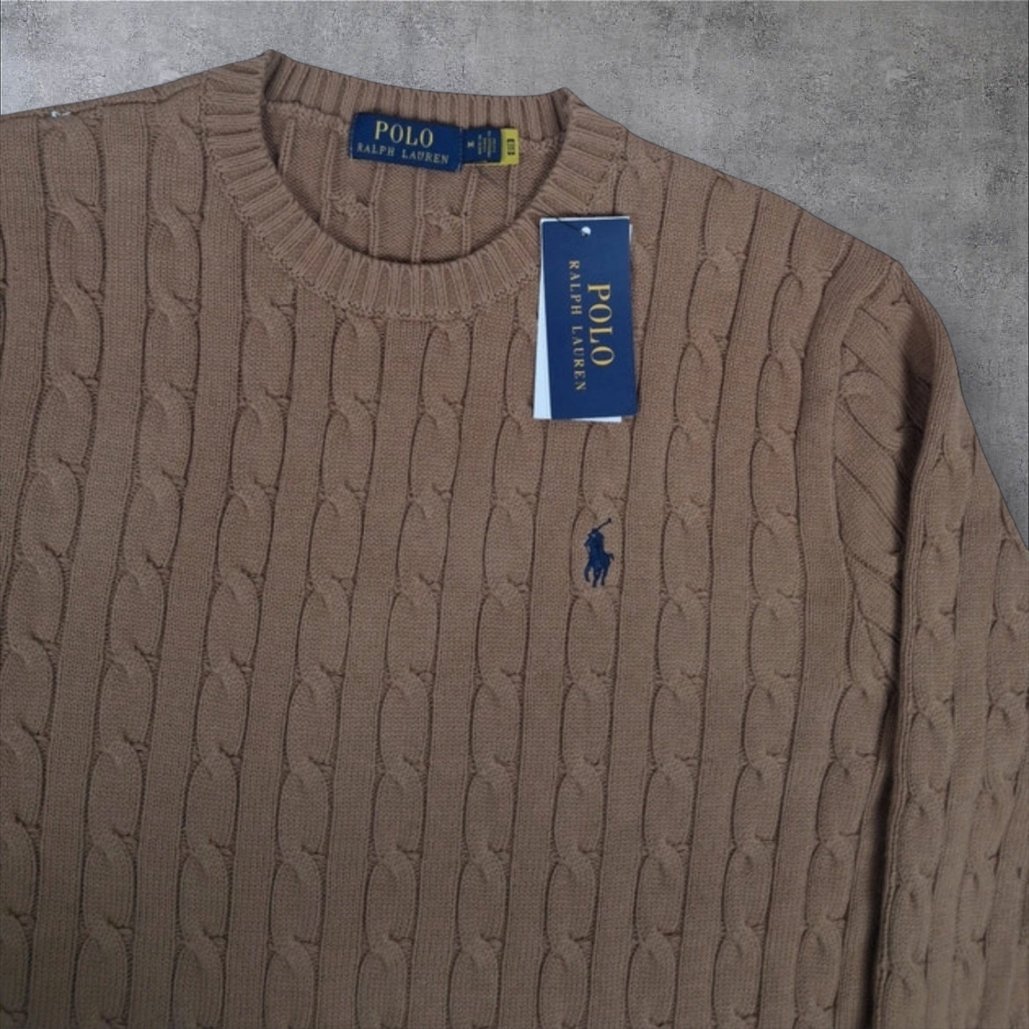 New Polo Ralph Lauren Brown cable knit sweater with tags