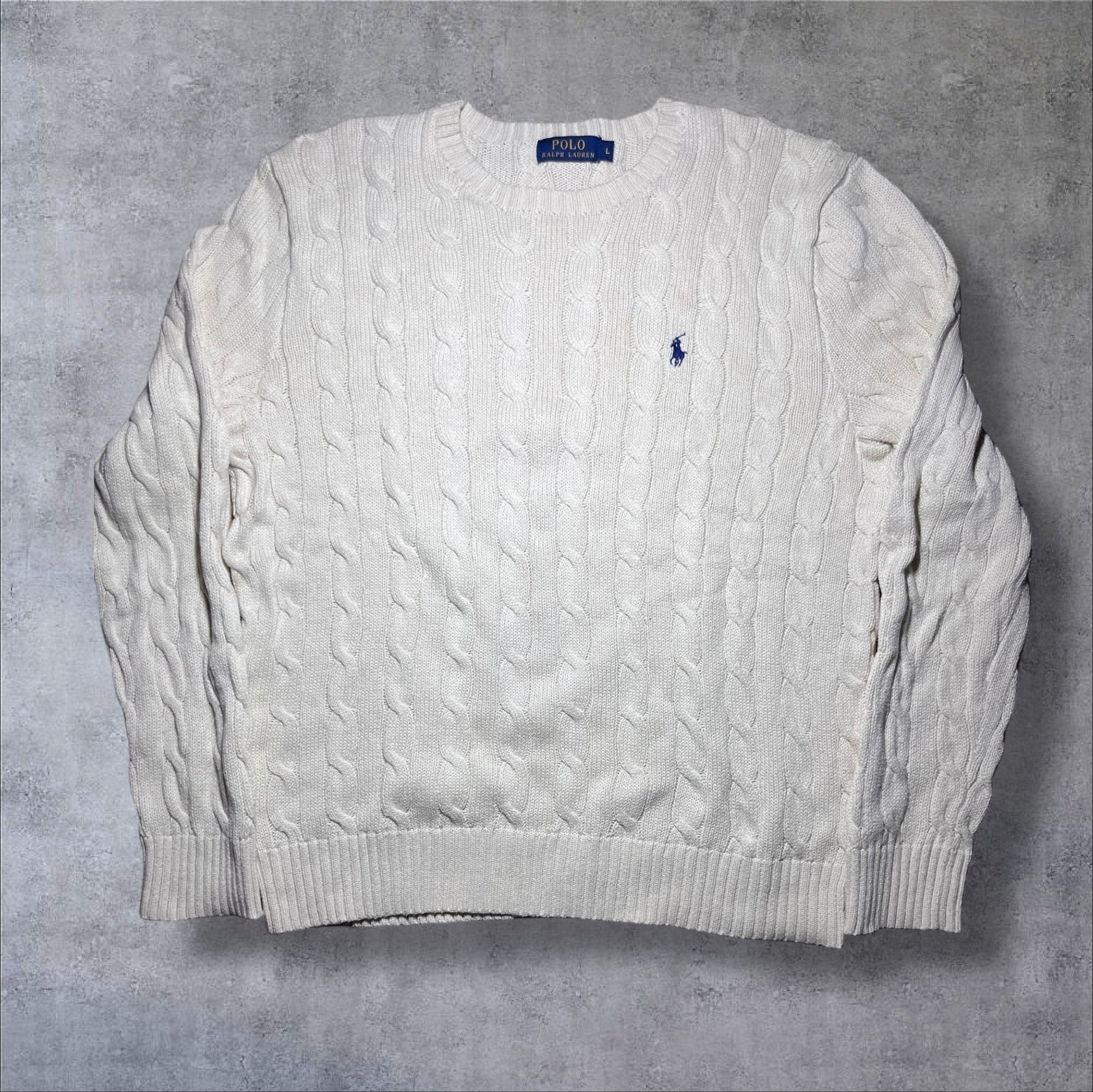 Polo Ralph Lauren white cable knit sweater