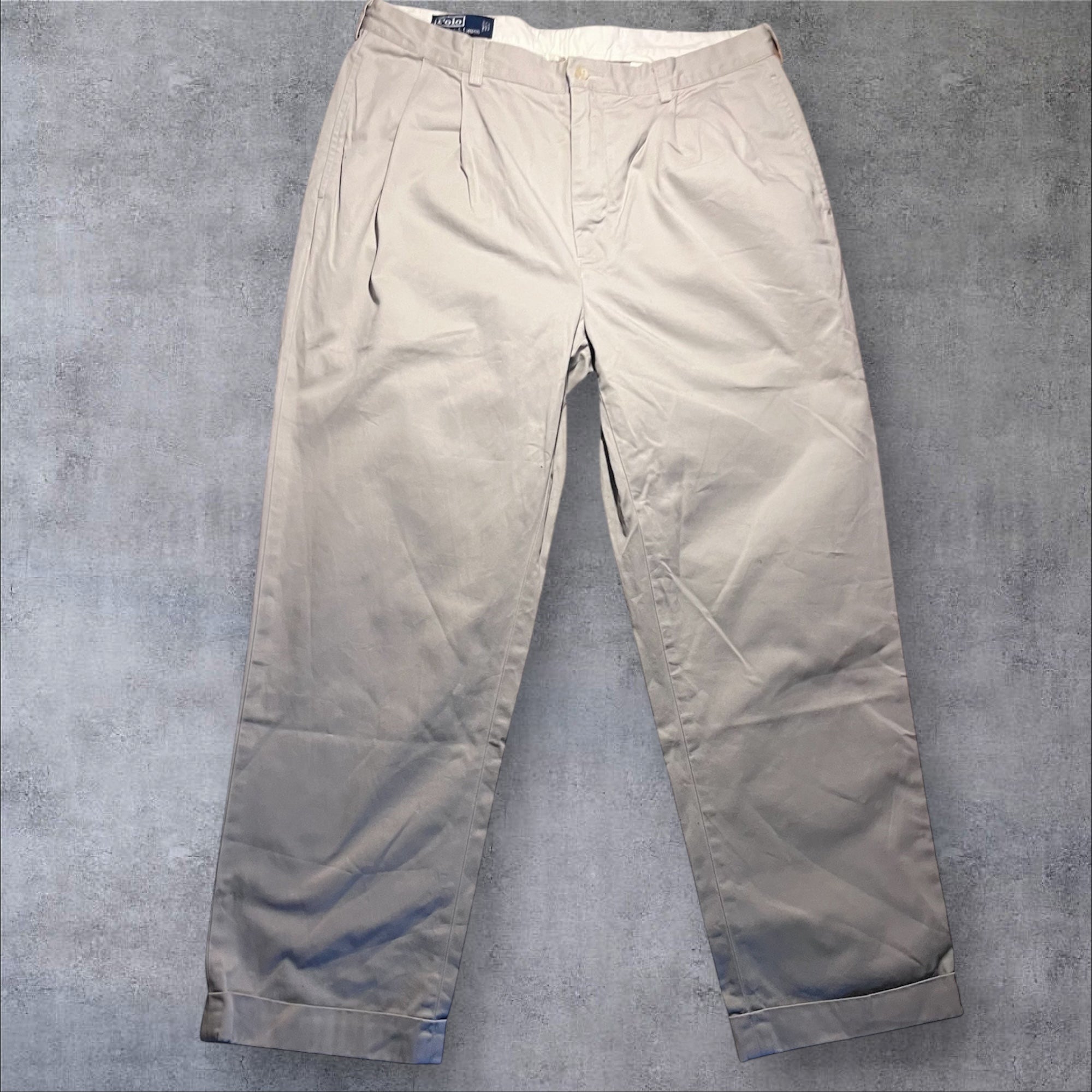 POLO By RALPH LAUREN Mens Beige CHINO Pants Pleated - Waist 36 - RRP