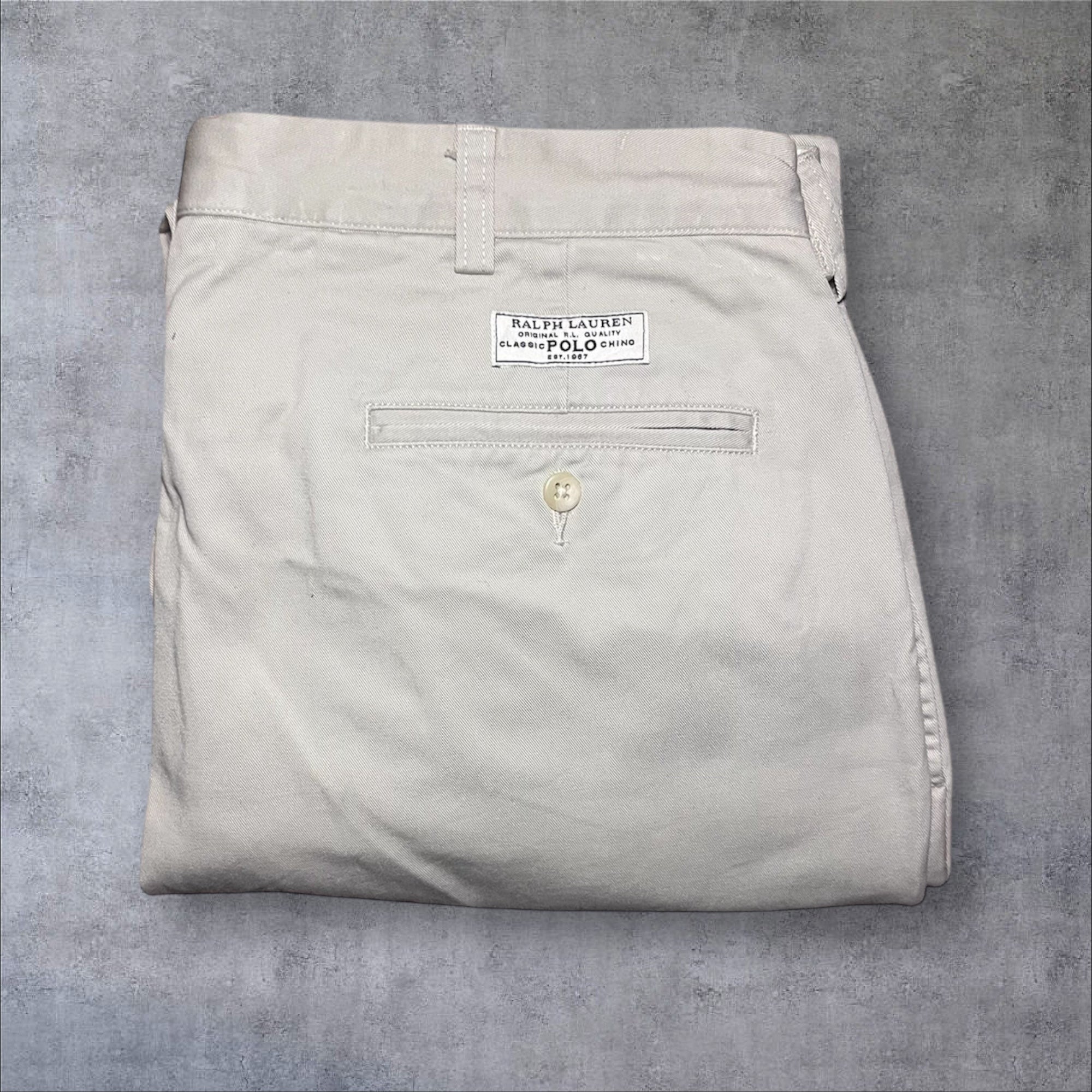 POLO By RALPH LAUREN Mens Beige CHINO Pants Pleated - Waist 36 - RRP