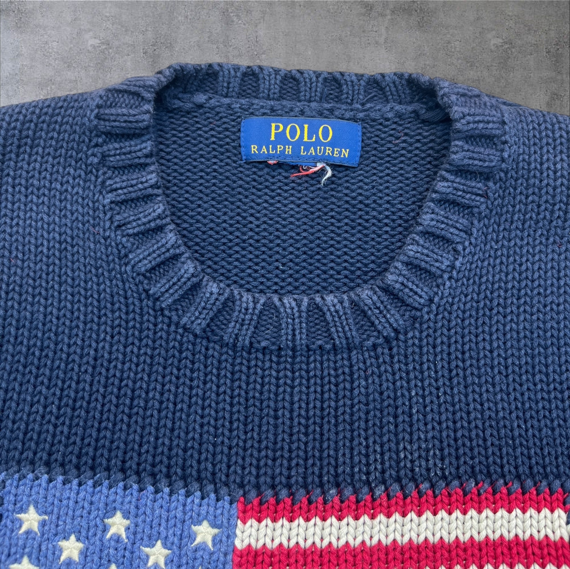 Ralph Lauren granatowy sweater America flag
