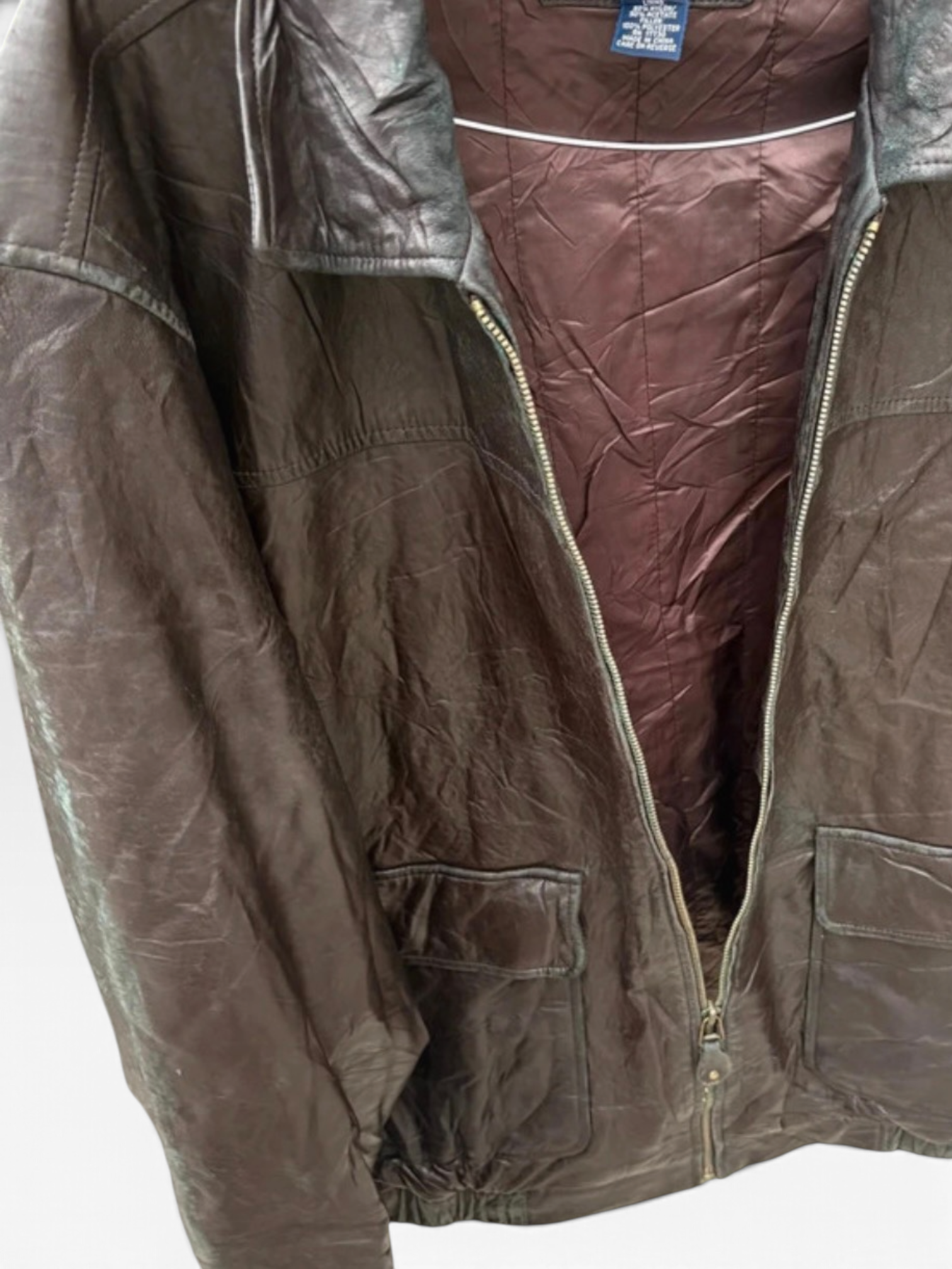 Vintage Cherokee Genuine Leather Bomber Jacket in Chestnut Brown, XL