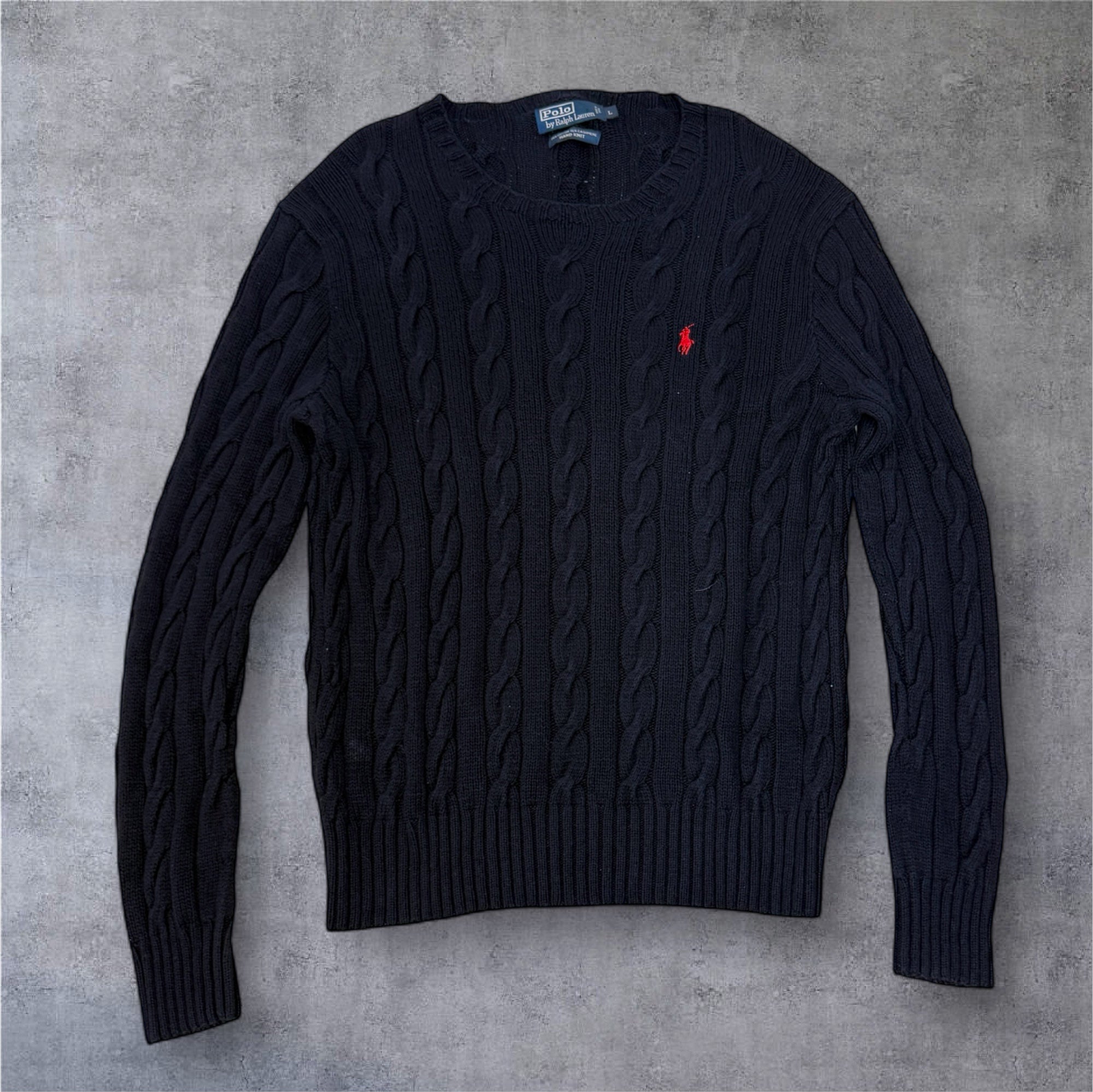 RALPH LAUREN NAVY Black  cable knit SWEATER