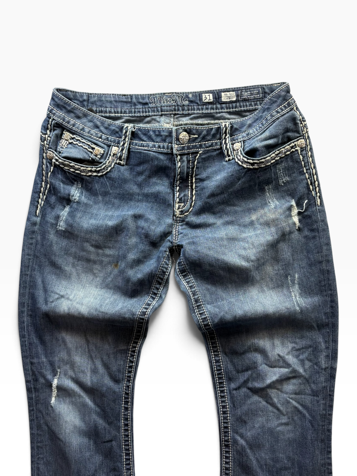 Miss Me Dark Wash Bootcut Bling Jeans Womens
