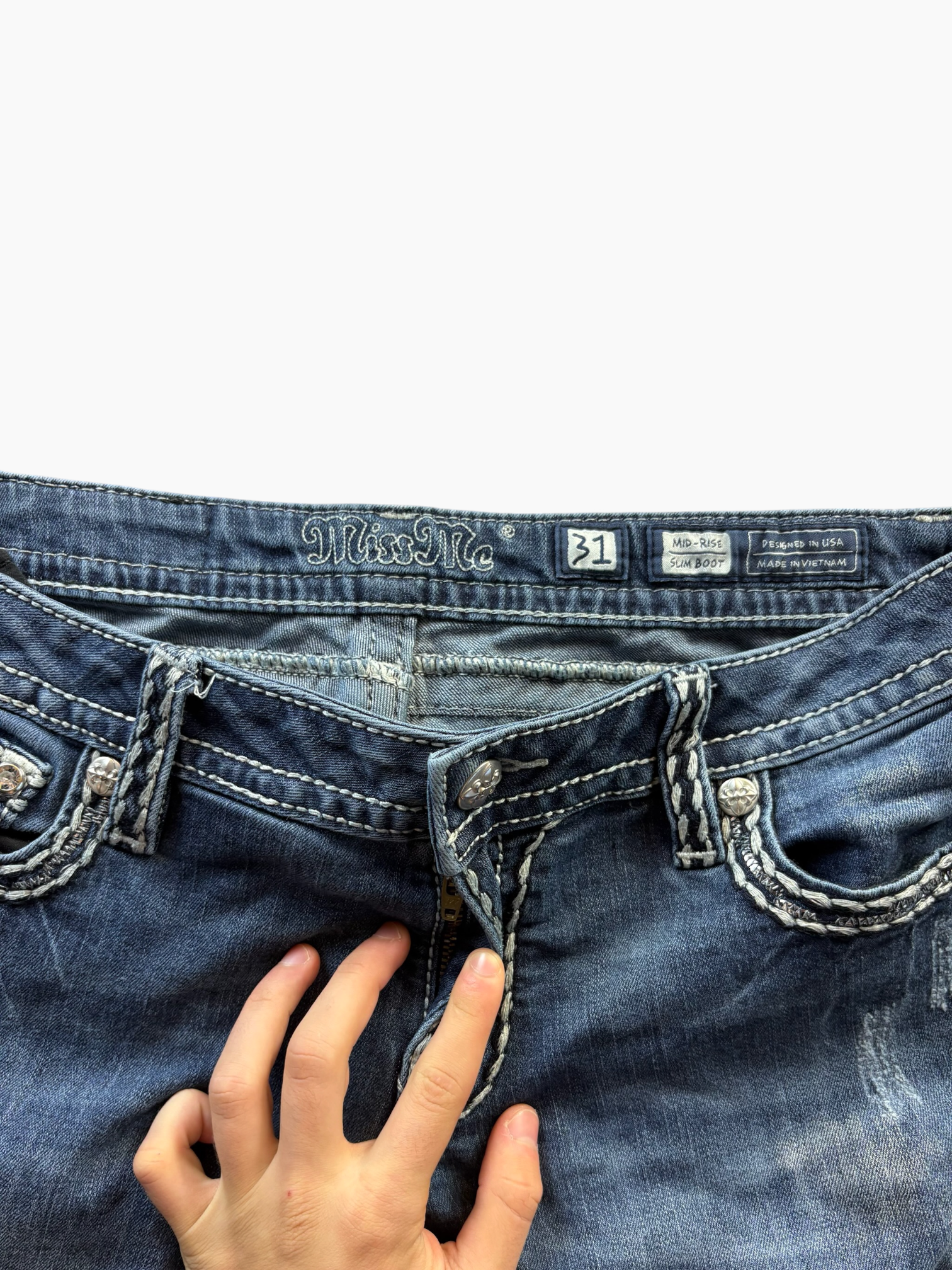 Miss Me Dark Wash Bootcut Bling Jeans Womens